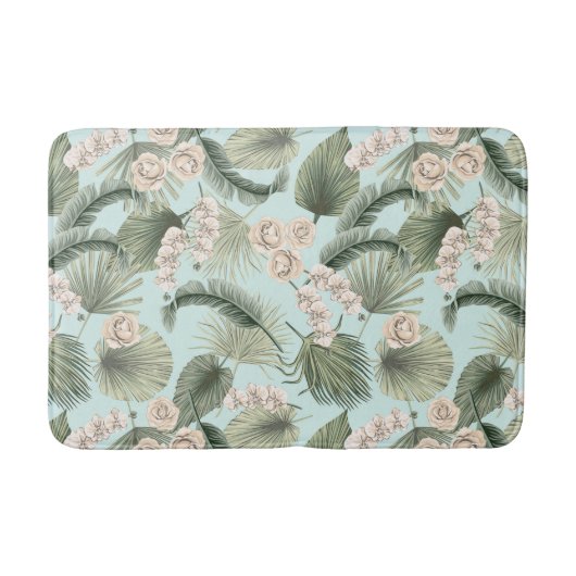 Tropische tuin Floral Orchid en Palm Pattern Badmat (Voorkant)