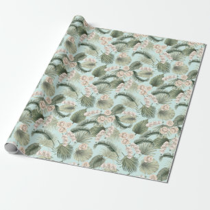 Tropische tuin Floral Orchid en Palm Pattern Cadeaupapier