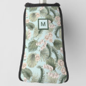Tropische tuin Floral Orchid en Palm Pattern Golfheadcover (Draai 90)