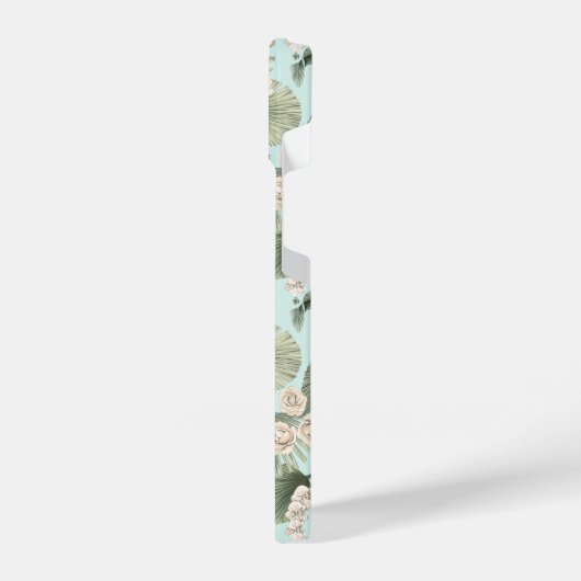 Tropische tuin Floral Orchid en Palm Pattern iPhone Hoesje (Linkerkant)
