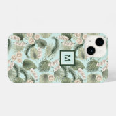 Tropische tuin Floral Orchid en Palm Pattern iPhone Hoesje (Achterkant horizontaal)