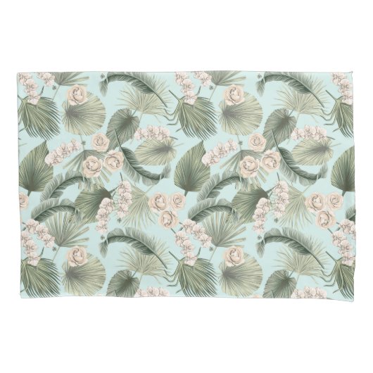 Tropische tuin Floral Orchid en Palm Pattern Kussensloop (Voorkant)