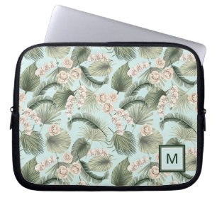 Tropische tuin Floral Orchid en Palm Pattern Laptop Sleeve