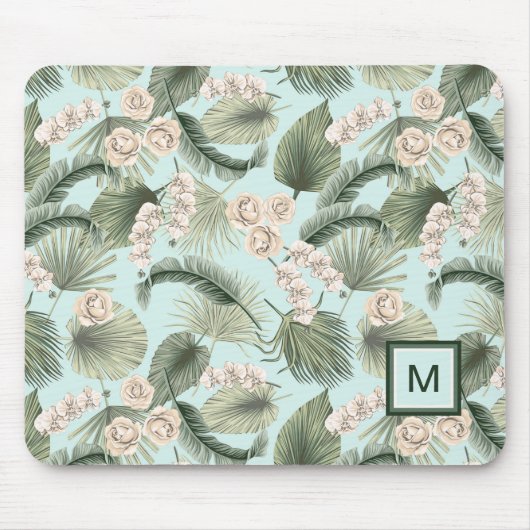 Tropische tuin Floral Orchid en Palm Pattern Muismat (Voorkant)