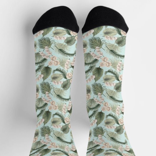 Tropische tuin Floral Orchid en Palm Pattern Sokken (Top)