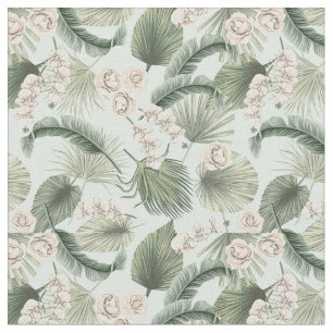 Tropische tuin Floral Orchid en Palm Pattern Stof
