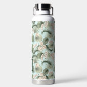 Tropische tuin Floral Orchid en Palm Pattern Waterfles (Achterkant)