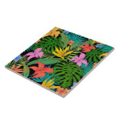 Tropische tuin, heldere en zonnige kleuren tegeltje (Zijkant)