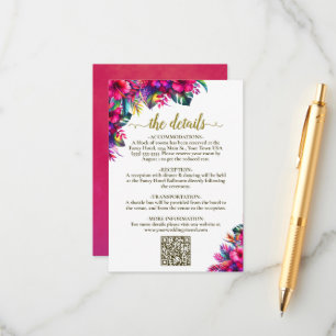 Tropische Tuin Hibiscus Wedding Details QR Code Informatiekaartje