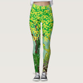 Tropische tuin Landschap Groen Geel Paars Rood Leggings (Voorkant)