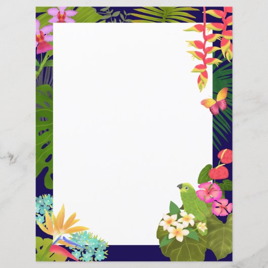 Tropische Tuin Marine Blank Paper Sheet (Voorkant)