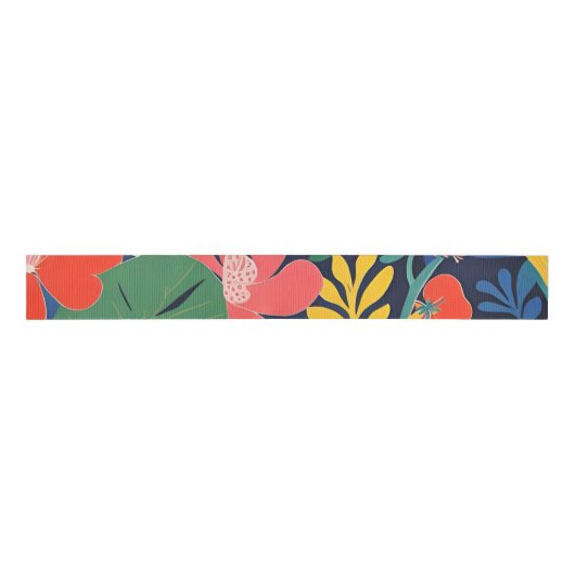 Tropische Tuin Modern Expressionisme Kunstwerk Grosgrain Lint (Voorkant)