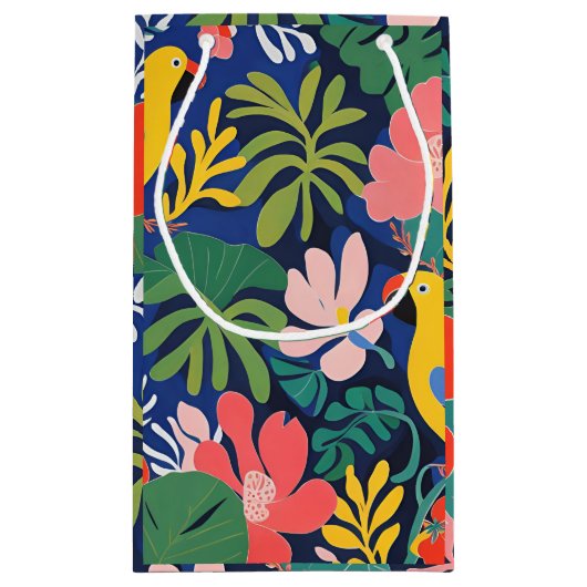 Tropische Tuin Modern Expressionisme Kunstwerk Klein Cadeauzakje (Achterkant)