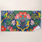 Tropische Tuin Modern Expressionisme Kunstwerk Strandlaken (Voorkant)