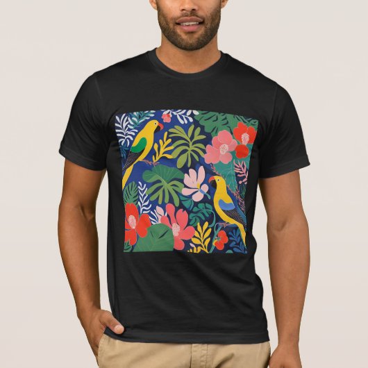 Tropische Tuin Modern Expressionisme Kunstwerk T-shirt (Voorkant)