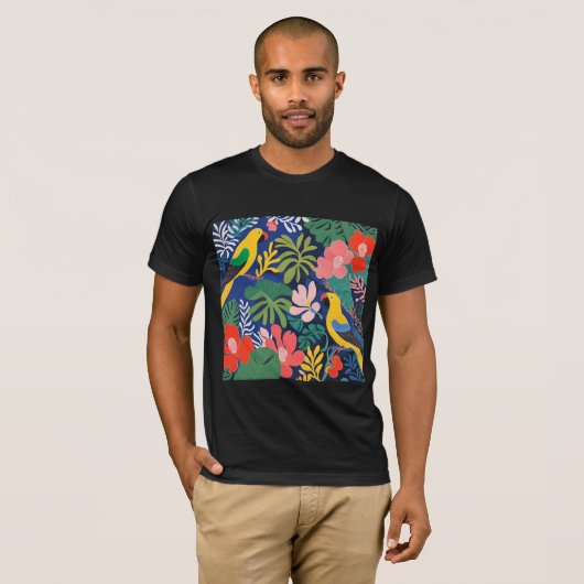 Tropische Tuin Modern Expressionisme Kunstwerk T-shirt (Voorkant volledig)