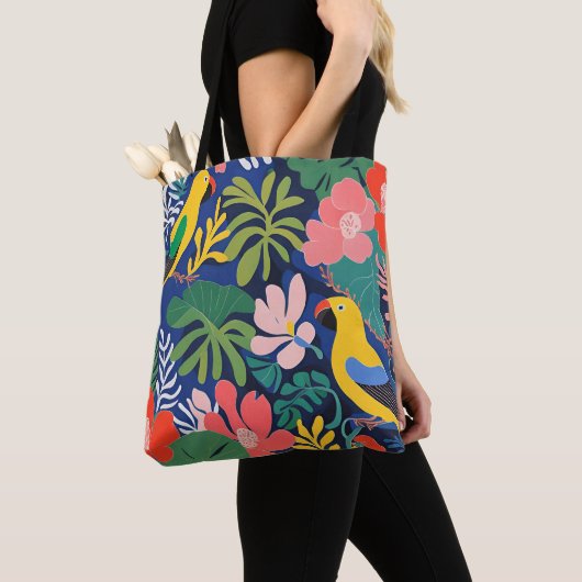 Tropische Tuin Modern Expressionisme Kunstwerk Tote Bag (Dichtbij)
