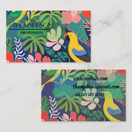 Tropische Tuin Modern Expressionisme Kunstwerk Visitekaartje (Voorkant / Achterkant)