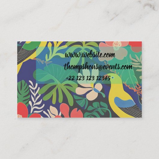 Tropische Tuin Modern Expressionisme Kunstwerk Visitekaartje (Achterkant)