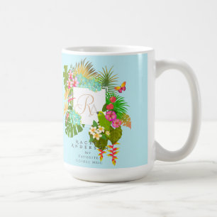 Tropische tuin monogram blauw koffiemok