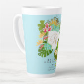 Tropische tuin monogram blauw latte mok (Linkerhoek)