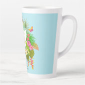 Tropische tuin monogram blauw latte mok (Rechts)