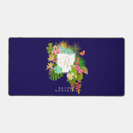 Tropische Tuin Monogram Navy Bureaumat
