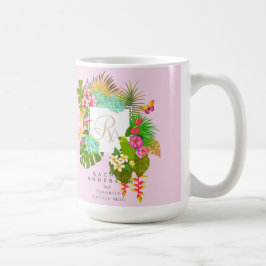 Tropische tuin Monogram Roze Koffiemok