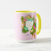 Tropische tuin Monogram Roze Mok (Voorkant rechts)