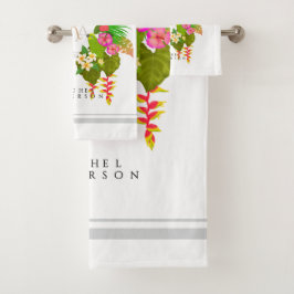 Tropische tuin monogram wit bad handdoek