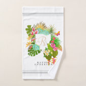 Tropische tuin monogram wit bad handdoek (Handdoek)