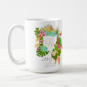 Tropische tuin monogram wit koffiemok (Links)