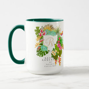 Tropische tuin monogram wit mok