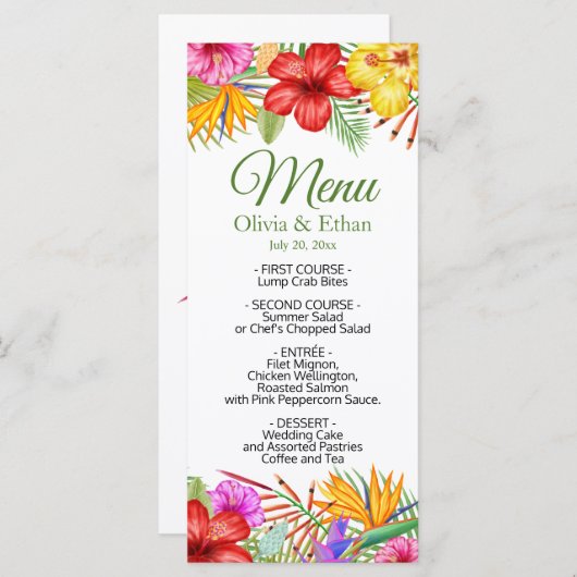 Tropische tuin Paradise Menu (Voorkant / Achterkant)