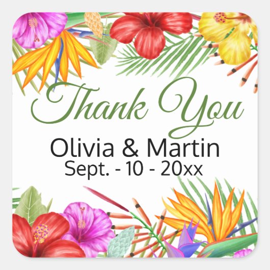 Tropische tuin Paradise Vierkante Sticker (Voorkant)