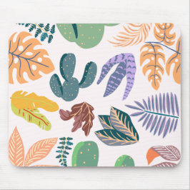 Tropische tuin Roze achtergrond Kleurrijke zomer Muismat