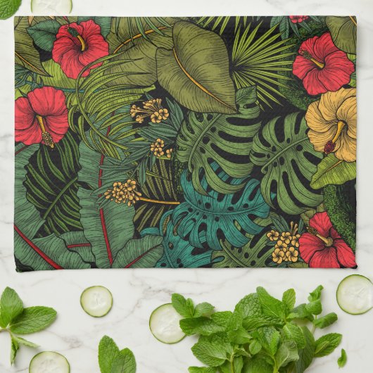 Tropische tuin theedoek (Gevouwen)