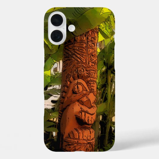 Tropische tuin Tiki geïllustreerd Hawaiian Case-Mate iPhone Case (Achterkant)