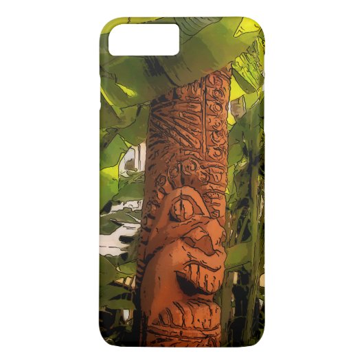Tropische tuin Tiki geïllustreerd Hawaiian Case-Mate iPhone Case (Achterkant)