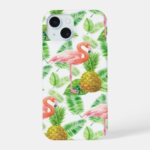 Tropische tuin watercolor patroon iPhone 15 case