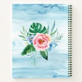 Tropische tuinroze blauwe Waterverf Notitieboek (Achterkant)