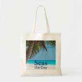 Tropische turquoise blauw strand scène Zeeen overd Tote Bag (Voorkant)