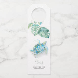 Tropische Turquoise Blauwe Zeeschildpad Aquarel Flessenhanger
