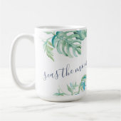 Tropische turquoise Blue Waterverf Zee Turtle Mok (Links)