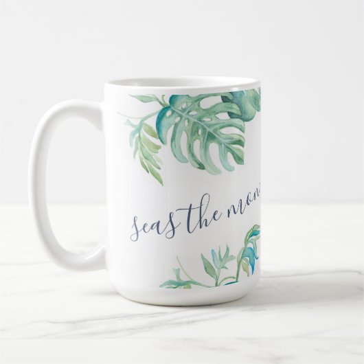 Tropische turquoise Blue Waterverf Zee Turtle Mok (Links)