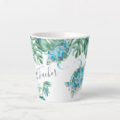 Tropische turquoise Blue Waterverf Zee Turtle Mok (Voorkant)