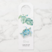 Tropische turquoise Blue Zee Turtle Waterverf Flessenhanger (Voorkant)