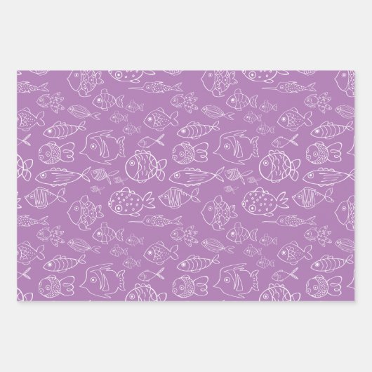 Tropische Turquoise en Perzik Vis Leuke Cartoon Inpakpapier Vel (Voorkant 3)