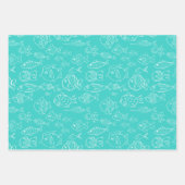 Tropische Turquoise en Perzik Vis Leuke Cartoon Inpakpapier Vel (Voorkant)