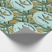 Tropische Turquoise Go Bananas Verjaardag Banaan Cadeaupapier (Hoek)